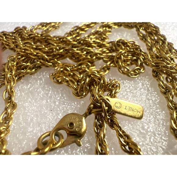 Vintage Monet Rope Chain 56" 1.8 mm  Gold-Tone Necklace Versatile Preppy Classy - Picture 5 of 9